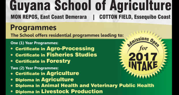 The Guyana School of Agriculture Opens Applications for 2017 Intake ...